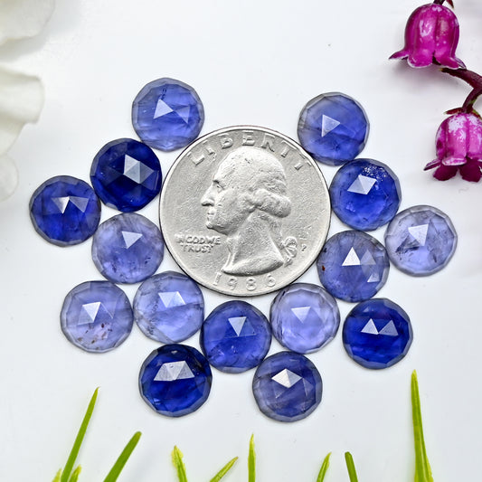Calibrated Natural Iolite Faceted Rose Cut Cabochon 10mm