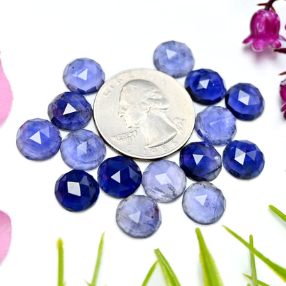 43.55cts Natural Iolite 10mm Calibrated Rose Cut Cabochon Round Shape AA Grade Gemstone Parcel -Total 15 Pcs