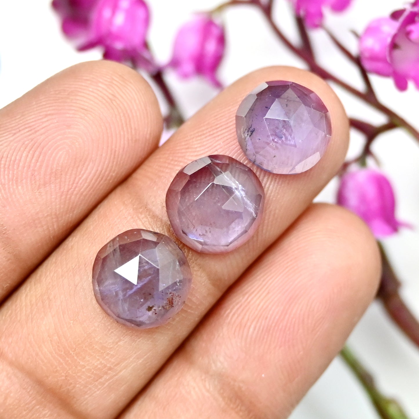 43.55cts Natural Iolite 10mm Calibrated Rose Cut Cabochon Round Shape AA Grade Gemstone Parcel -Total 15 Pcs