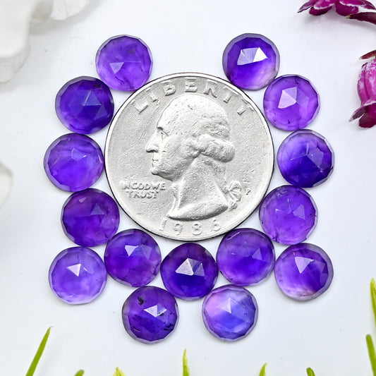 Calibrated Natural Amethyst Faceted Rose Cut Cabochon 8mm