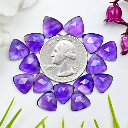 Calibrated Natural Amethyst Faceted Rose Cut Cabochon 10x10mm