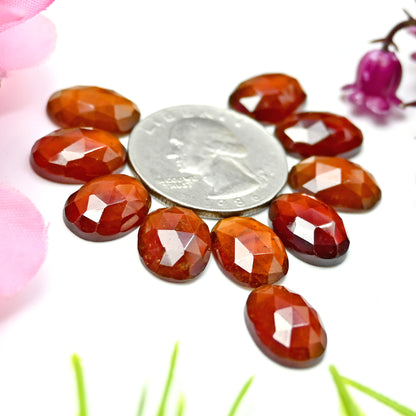 60.95cts Natural Hessonite 10x14mm Garnet Calibrated Rose Cut Cabochon Oval Shape AA Grade Gemstone Parcel -Total 10 Pcs