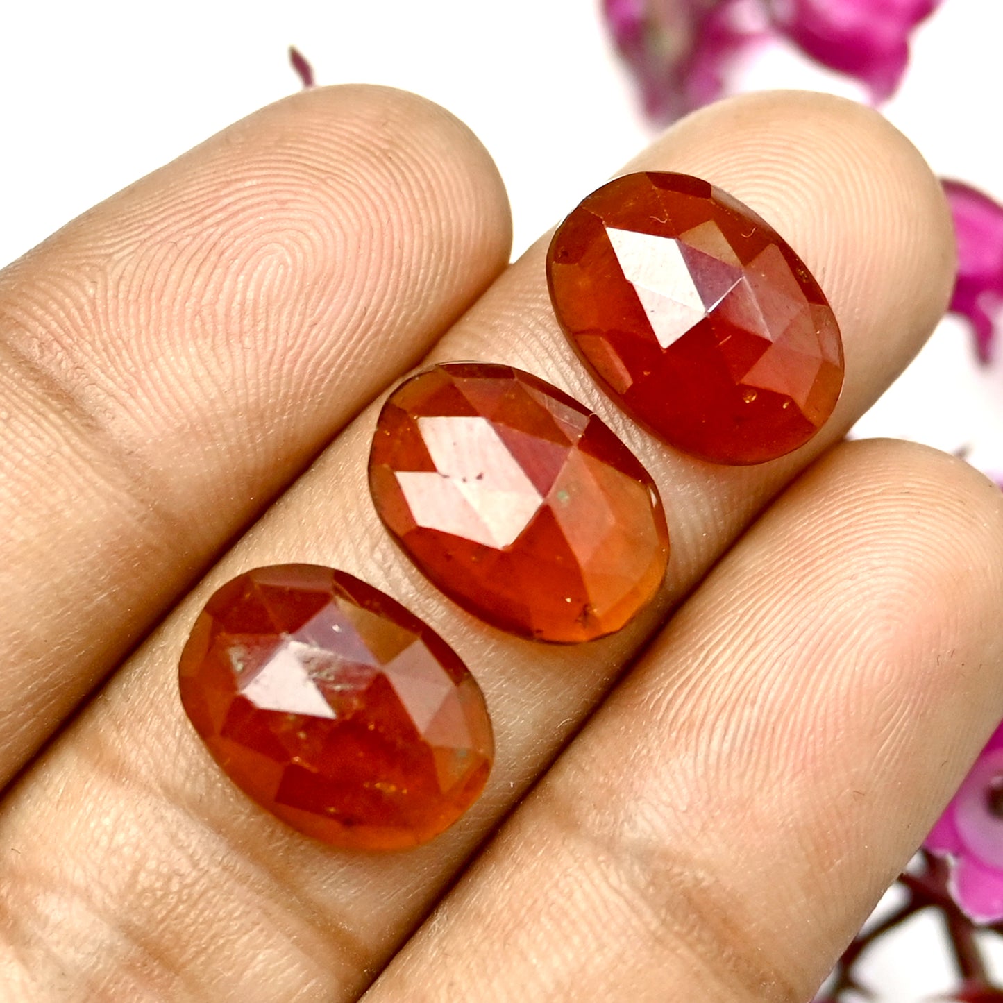 60.95cts Natural Hessonite 10x14mm Garnet Calibrated Rose Cut Cabochon Oval Shape AA Grade Gemstone Parcel -Total 10 Pcs