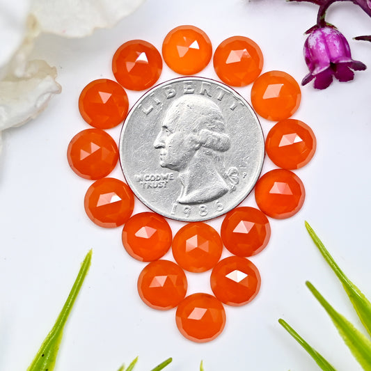 Calibrated Natural Carnelian Faceted Rose Cut Cabochon 8mm