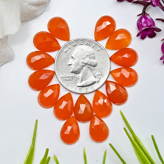Calibrated Natural Carnelian Faceted Rose Cut Cabochon 8x12mm