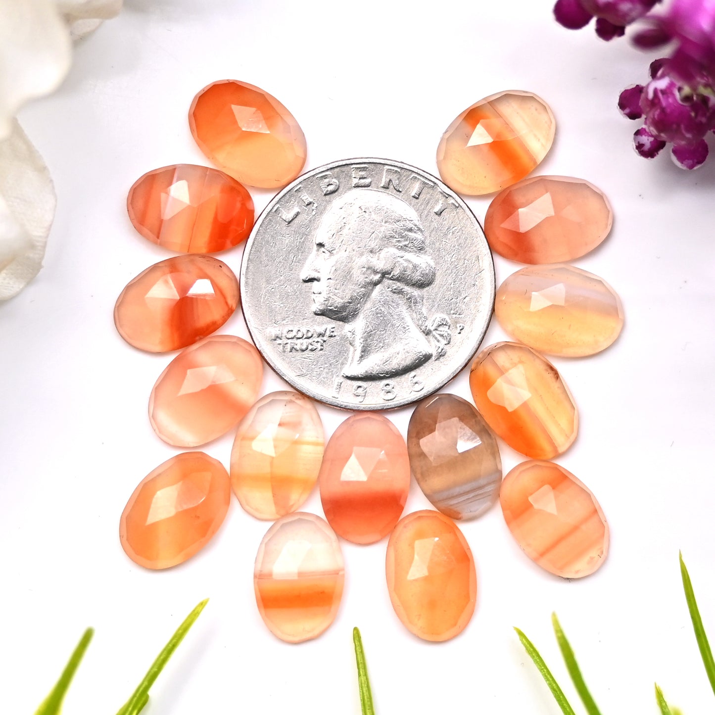 47.35cts Natural Botswana Agate 8x12mm Rose Cut Cabochon Oval Shape AA Grade Gemstone Parcel -Total 15 Pcs