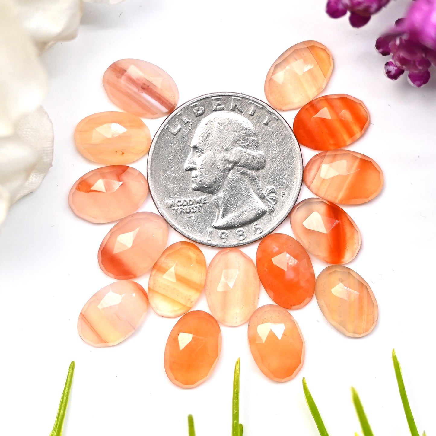 46cts Natural Botswana Agate 8x12mm Rose Cut Cabochon Oval Shape AA Grade Gemstone Parcel -Total 15 Pcs