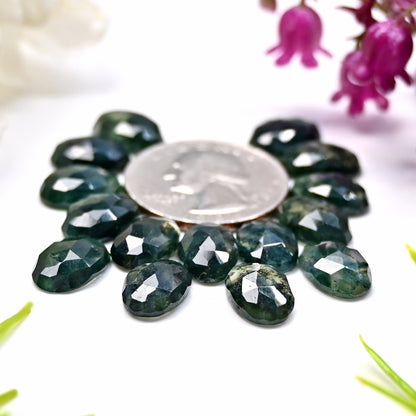 45.7cts Moss Agate Rosecut Cabochon 8x12mm Oval Shape AA Grade Gemstone Parcel -Total 15 Pcs