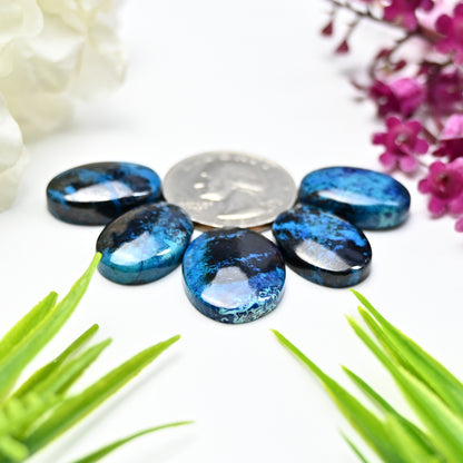 73.8cts Shattuckite Smooth Cabochon 14x20mm - 17x23mm Mix Shape AA Grade Gemstone Parcel -Total 5 Pcs