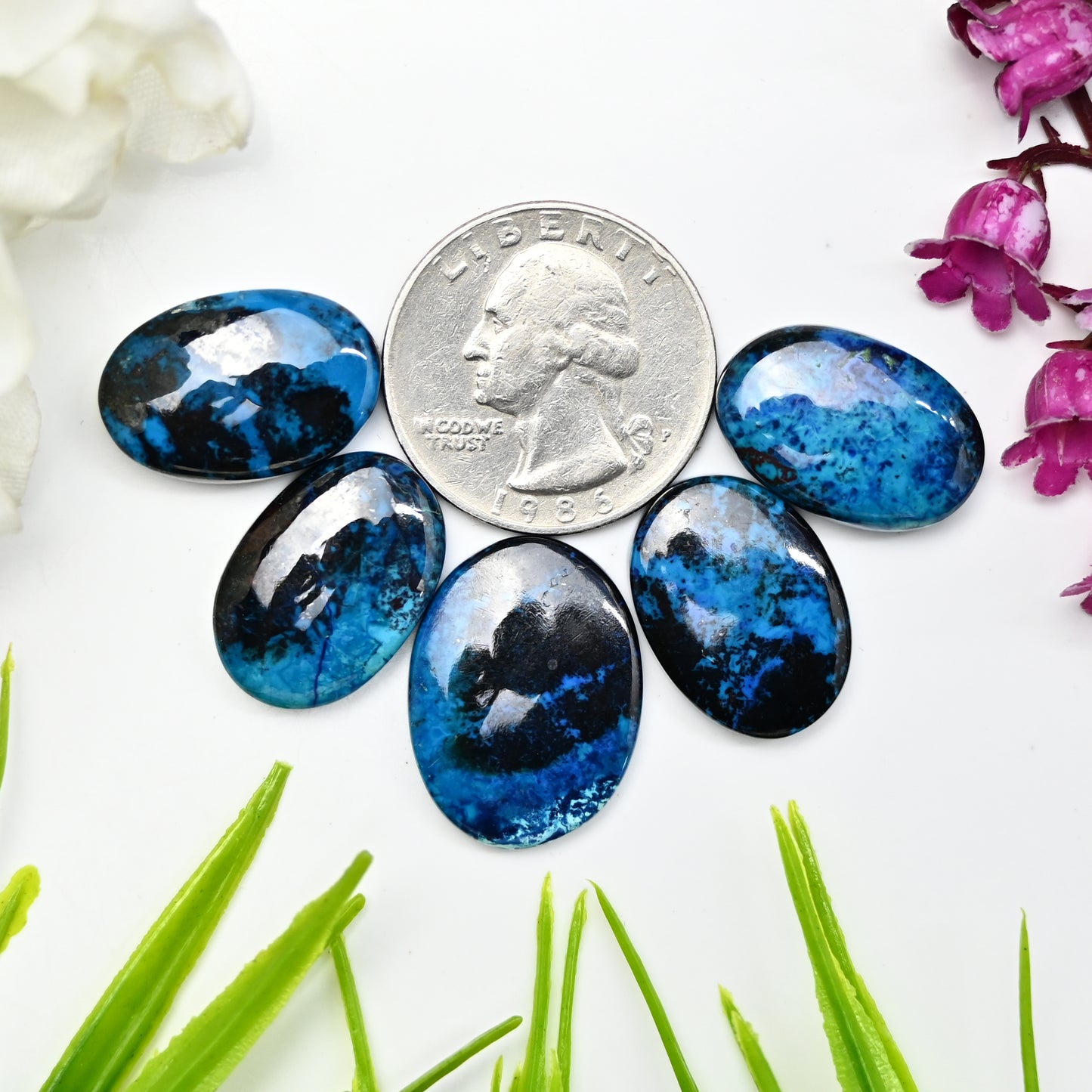 73.8cts Shattuckite Smooth Cabochon 14x20mm - 17x23mm Mix Shape AA Grade Gemstone Parcel -Total 5 Pcs