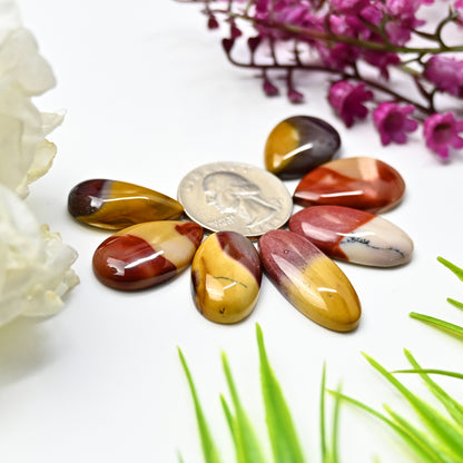 105.9cts Mookaite Jasper Smooth Cabochon 14x23mm - 16x26mm  Mix Shape AA Grade Gemstone Parcel -Total 7 pcs