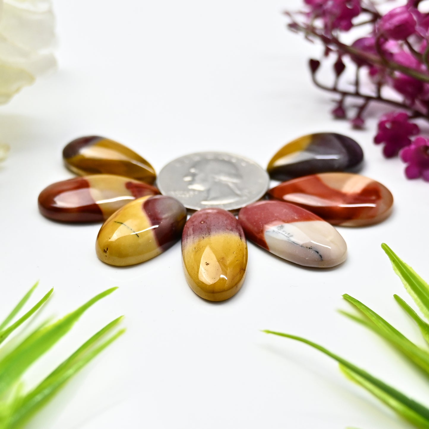 105.9cts Mookaite Jasper Smooth Cabochon 14x23mm - 16x26mm  Mix Shape AA Grade Gemstone Parcel -Total 7 pcs