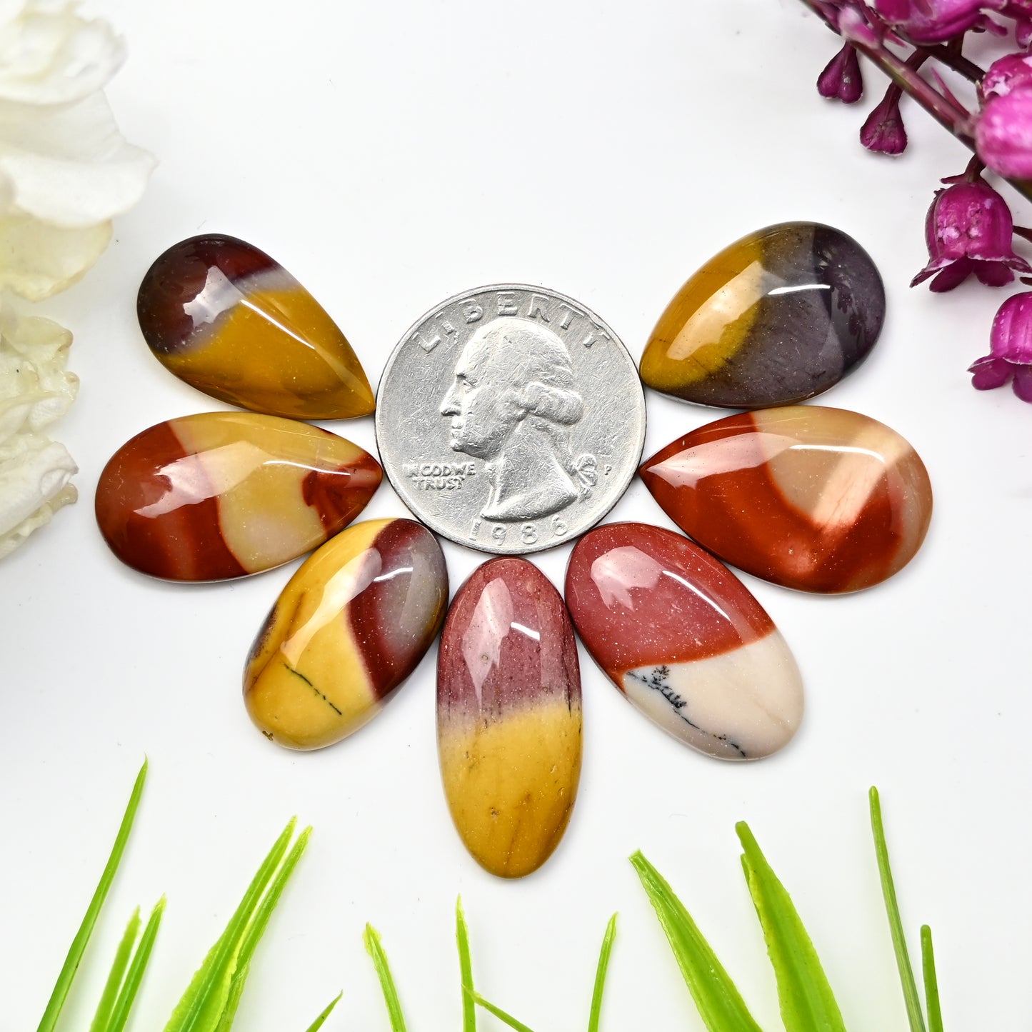 105.9cts Mookaite Jasper Smooth Cabochon 14x23mm - 16x26mm  Mix Shape AA Grade Gemstone Parcel -Total 7 pcs