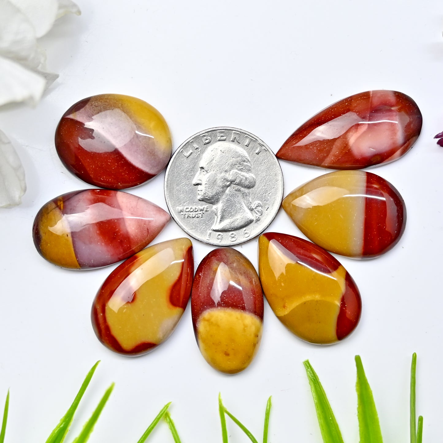 143.6cts Mookaite Jasper Smooth Cabochon 15x31mm - 14x25mm Mix Shape AA Grade Gemstone Parcel -Total 7 Pcs