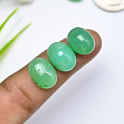 70.4cts Natural Australian Chrysoprase Smooth Cabochon 10x14mm - 12x16mm Oval Shape AA Grade Gemstone Parcel -Total 9 Pcs