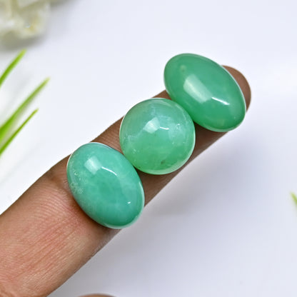 75.85cts Natural Australian Chrysoprase Smooth Cabochon 12x16mm - 14x21mm Mix Shape AA Grade Gemstone Parcel -Total 5Pcs