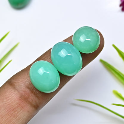 65.05cts Natural Australian Chrysoprase Smooth Cabochon 13x16mm - 12x15mm Mix Shape AA Grade Gemstone Parcel -Total 6 Pcs