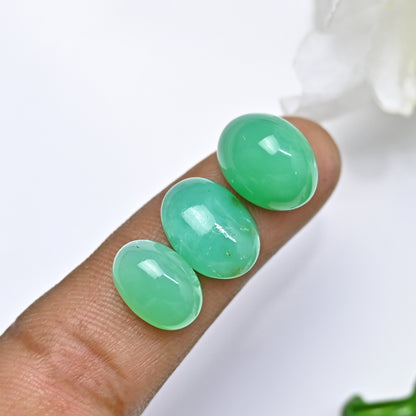 54cts Natural Australian Chrysoprase Smooth Cabochon 9x13mm - 11x14mm Oval Shape AA Grade Gemstone Parcel -Total 9 Pcs