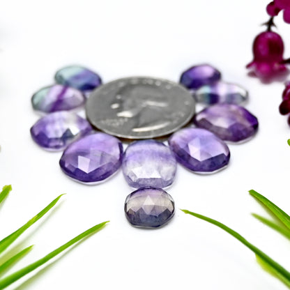 46cts Fluorite Rose Cut Cabochon 8x11mm - 11x15mm AA Grade Gemstone Parcel - Total 10 Pcs