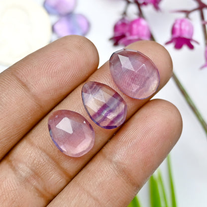 47.8cts Fluorite Rose Cut Cabochon 9x11mm - 11x15mm AA Grade Gemstone Parcel - Total 10 Pcs