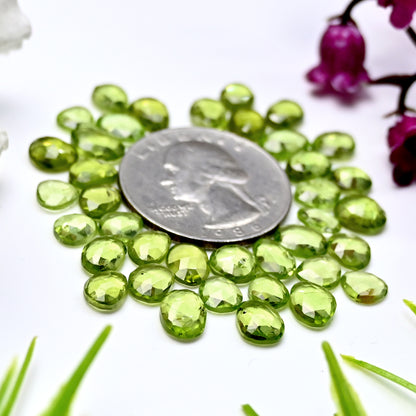 33.50cts Peridot Rosecut Cabochon 5x7mm - 6x8mm Free Form Shape AA Grade Gemstone Parcel - Total 38 Pcs