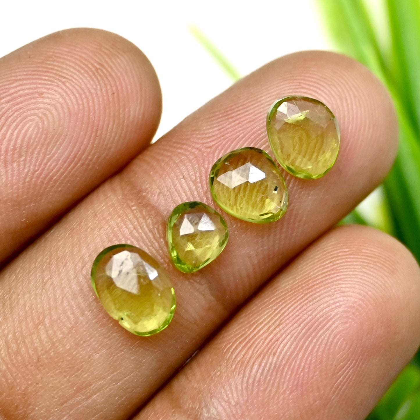 33.50cts Peridot Rosecut Cabochon 5x7mm - 6x8mm Free Form Shape AA Grade Gemstone Parcel - Total 38 Pcs