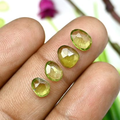 31,3 ct Peridot-Rosenschliff-Cabochon 5 x 7 mm – 6 x 8 mm, Freiform, Edelsteinpaket der Güteklasse AA, insgesamt 36 Stück