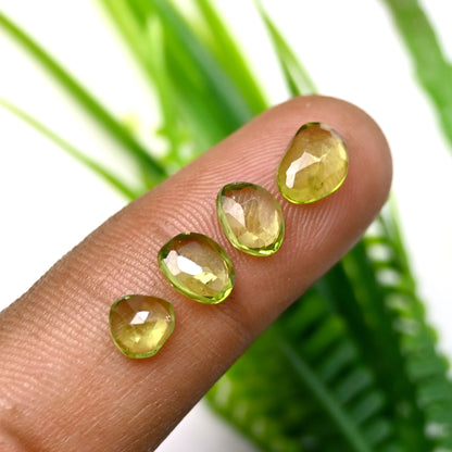 31.5cts Peridot Rosecut Cabochon 5x7mm - 6x8mm Free Form Shape AA Grade Gemstone Parcel - Total 37 Pcs