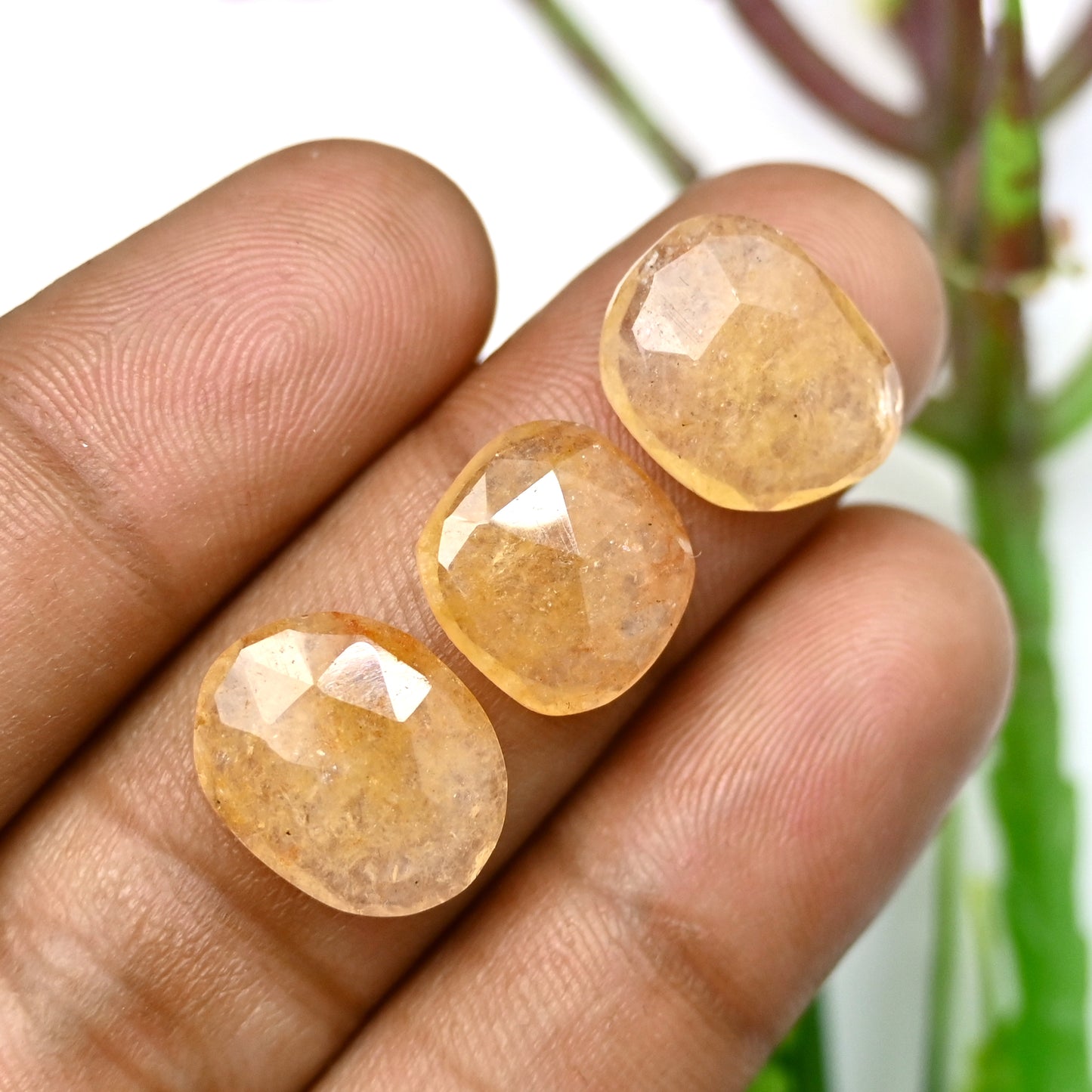 51,45 ct Gelber Aventurin im Rosenschliff, 13 x 15 mm – 10 x 13 mm, Edelsteinpaket der Güteklasse AA, insgesamt 12 Stück