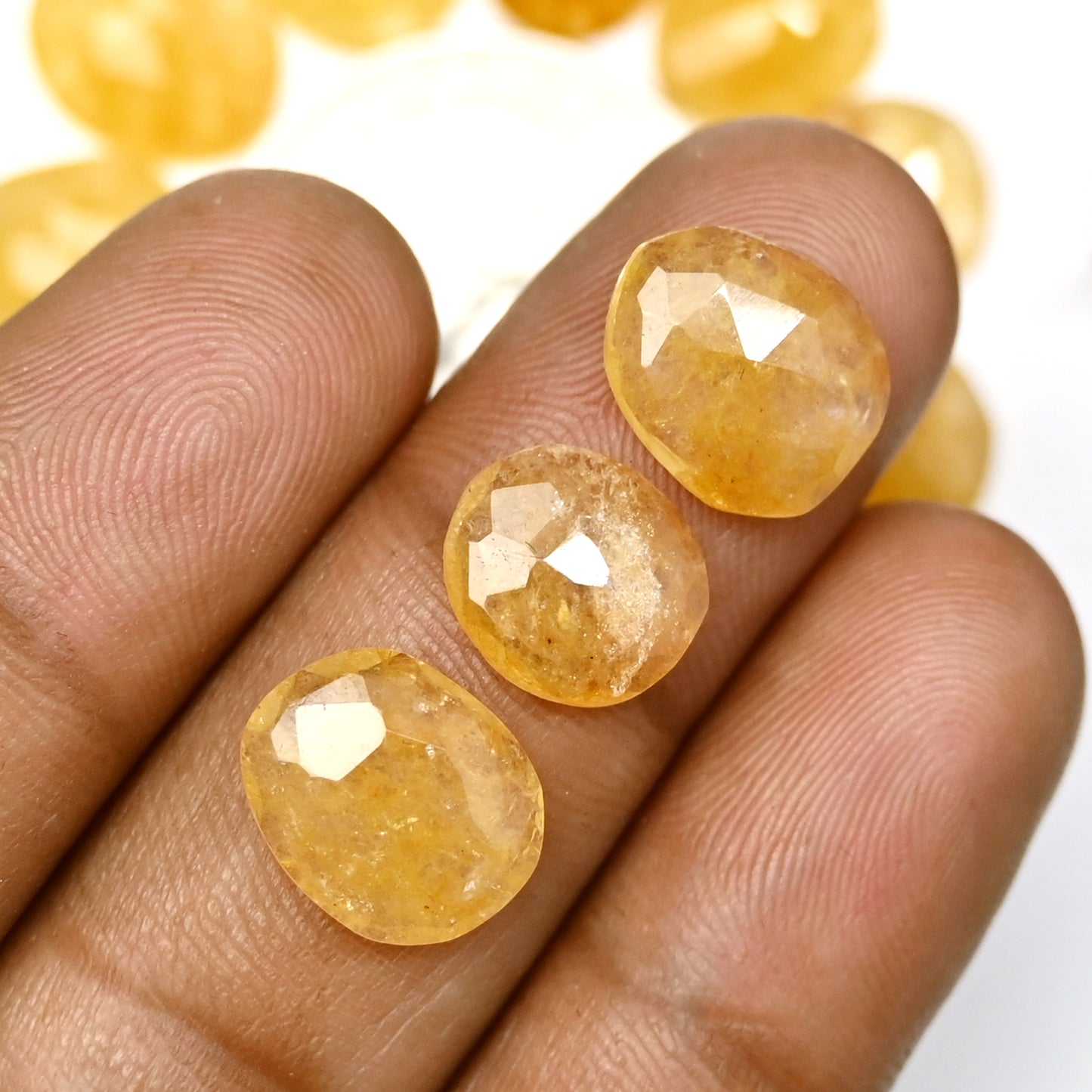 44.35cts Yellow Aventurine Rose Cut 9x13mm - 10x12mm AA Grade Gemstone Parcel -Total 15 Pcs