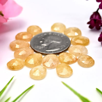 37.55cts Yellow Aventurine Rose Cut 9x12mm - 9x11mm AA Grade Gemstone Parcel -Total 15 Pcs