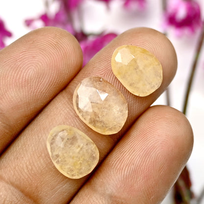 37.55cts Yellow Aventurine Rose Cut 9x12mm - 9x11mm AA Grade Gemstone Parcel -Total 15 Pcs