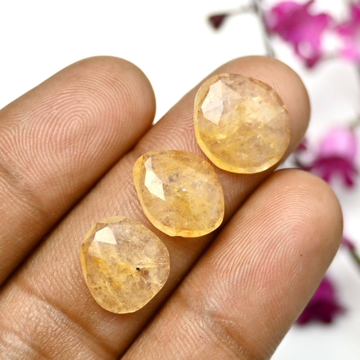 49.35cts Yellow Aventurine Rose Cut 11x14mm - 10x13mm AA Grade Gemstone Parcel -Total 15 Pcs