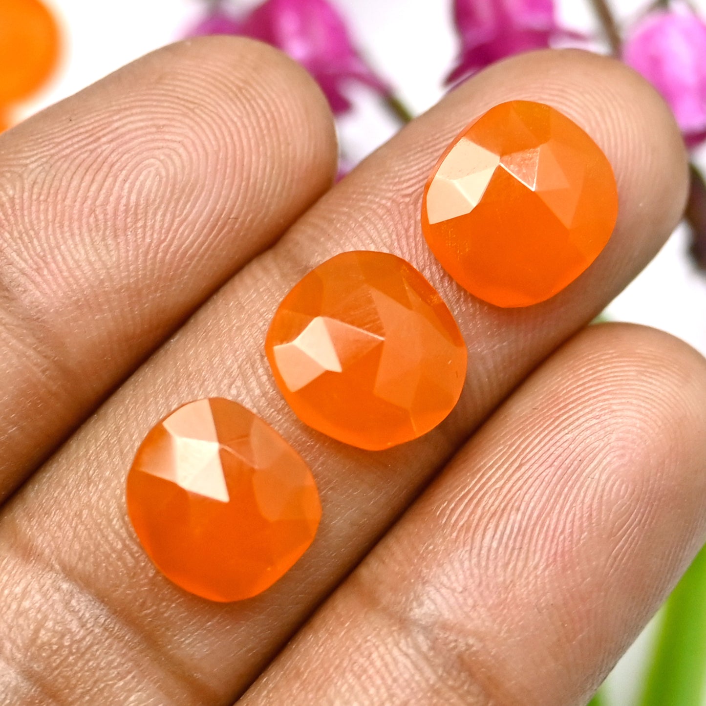 45cts Natural Carnelian 9x12mm Freeform Rose Cut Cabochon AA Grade Gemstone Parcel -Total 15 Pcs