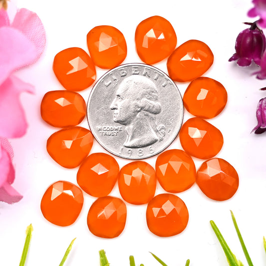 45cts Natural Carnelian 9x12mm Freeform Rose Cut Cabochon AA Grade Gemstone Parcel -Total 15 Pcs