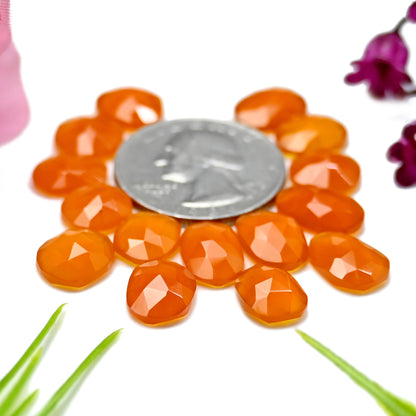 35cts Natural Carnelian 7x10mm - 8x11mm Freeform Rose Cut Cabochon AA Grade Gemstone Parcel -Total 15 Pcs