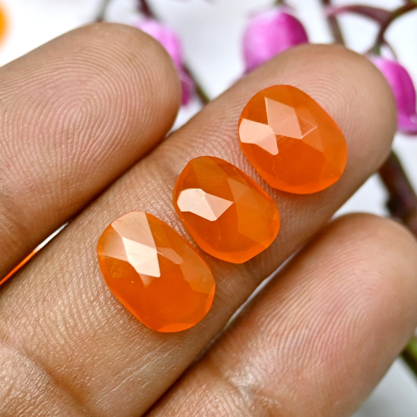 35cts Natural Carnelian 7x10mm - 8x11mm Freeform Rose Cut Cabochon AA Grade Gemstone Parcel -Total 15 Pcs