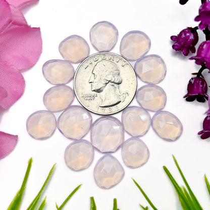 51cts Lavender Chalcedony Rose Cut Freeform Shape 10x12mm, 12x13mm AA Grade Gemstone -Total 15 PCS