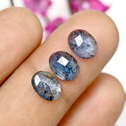 27,50 ct. Blaugrüner Moos-Kyanit, Rosenschliff, ovale Form, 6 x 8 mm, Edelsteinpaket der Güteklasse AA, insgesamt 20 Stück