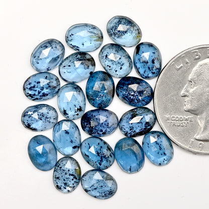 27,50 ct. Blaugrüner Moos-Kyanit, Rosenschliff, ovale Form, 6 x 8 mm, Edelsteinpaket der Güteklasse AA, insgesamt 20 Stück