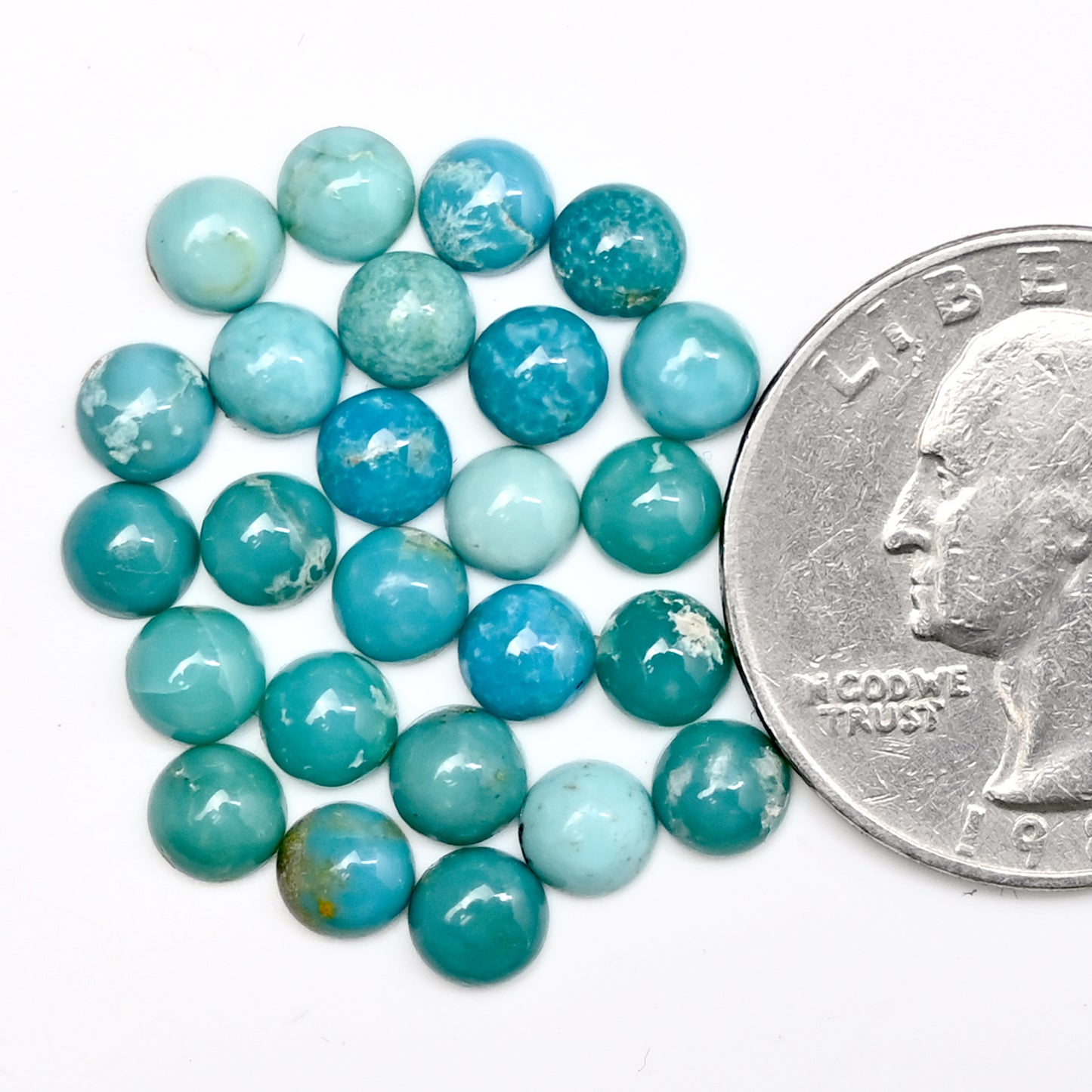 10.9cts Kingman Turquoise Smooth Cabochons Round shape 5mm AA Grade Loose Gemstone - Total 25 pcs