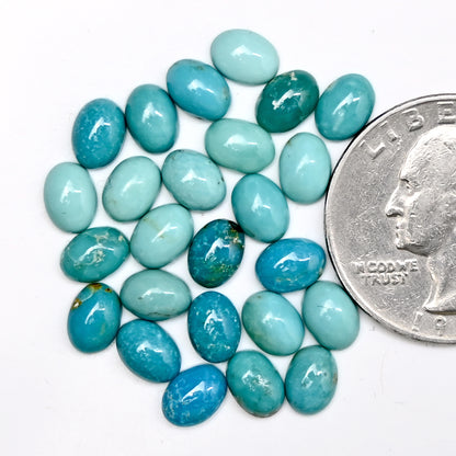 17.85cts Kingman Turquoise Smooth Cabochons Oval shape 5x7mm AA Grade Loose Gemstone - Total 25 pcs