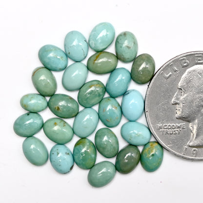 15.80cts Kingman Turquoise Smooth Cabochons Oval shape 5x7mm AA Grade Loose Gemstone - Total 25 pcs