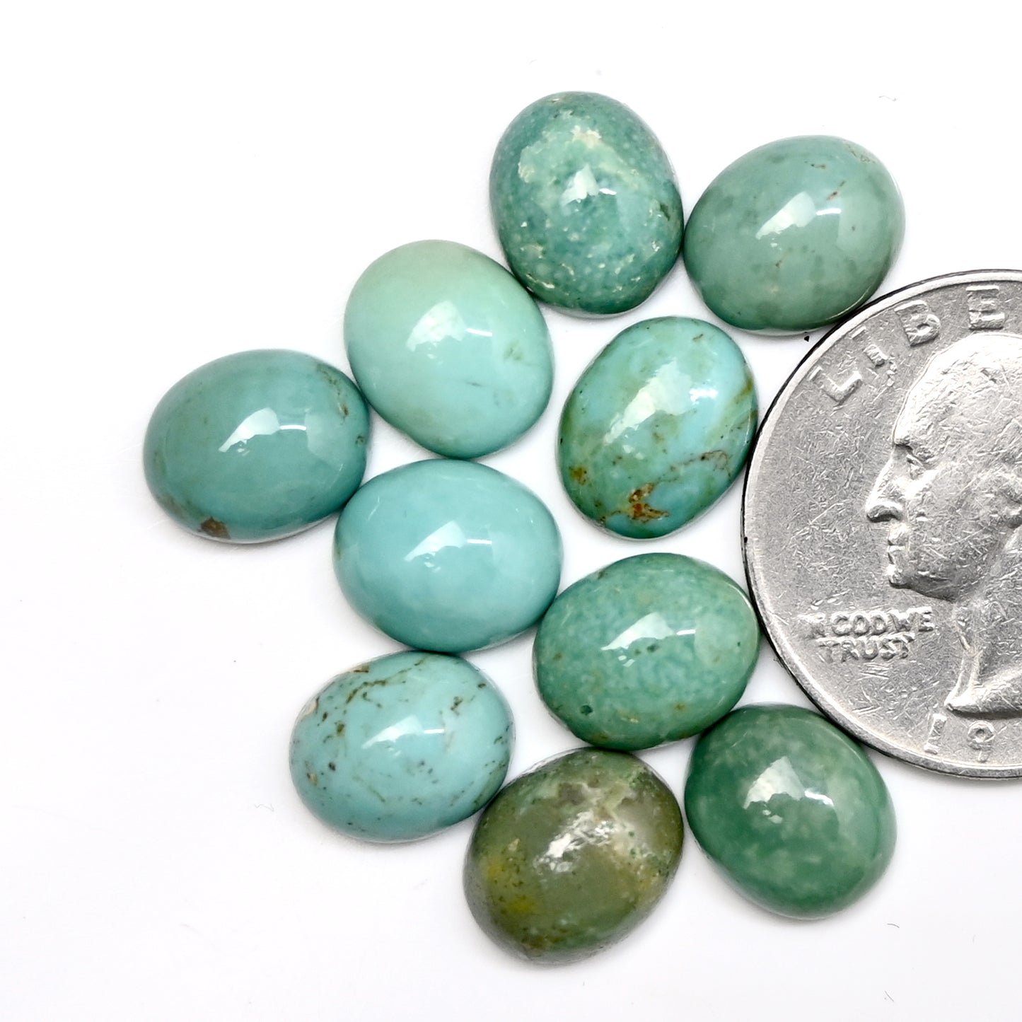 30cts Kingman Turquoise Smooth Cabochons Oval shape 9x11mm AA Grade Loose Gemstone - Total 10 pcs