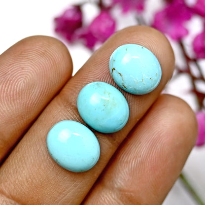 30cts Kingman Turquoise Smooth Cabochons Oval shape 9x11mm AA Grade Loose Gemstone - Total 10 pcs