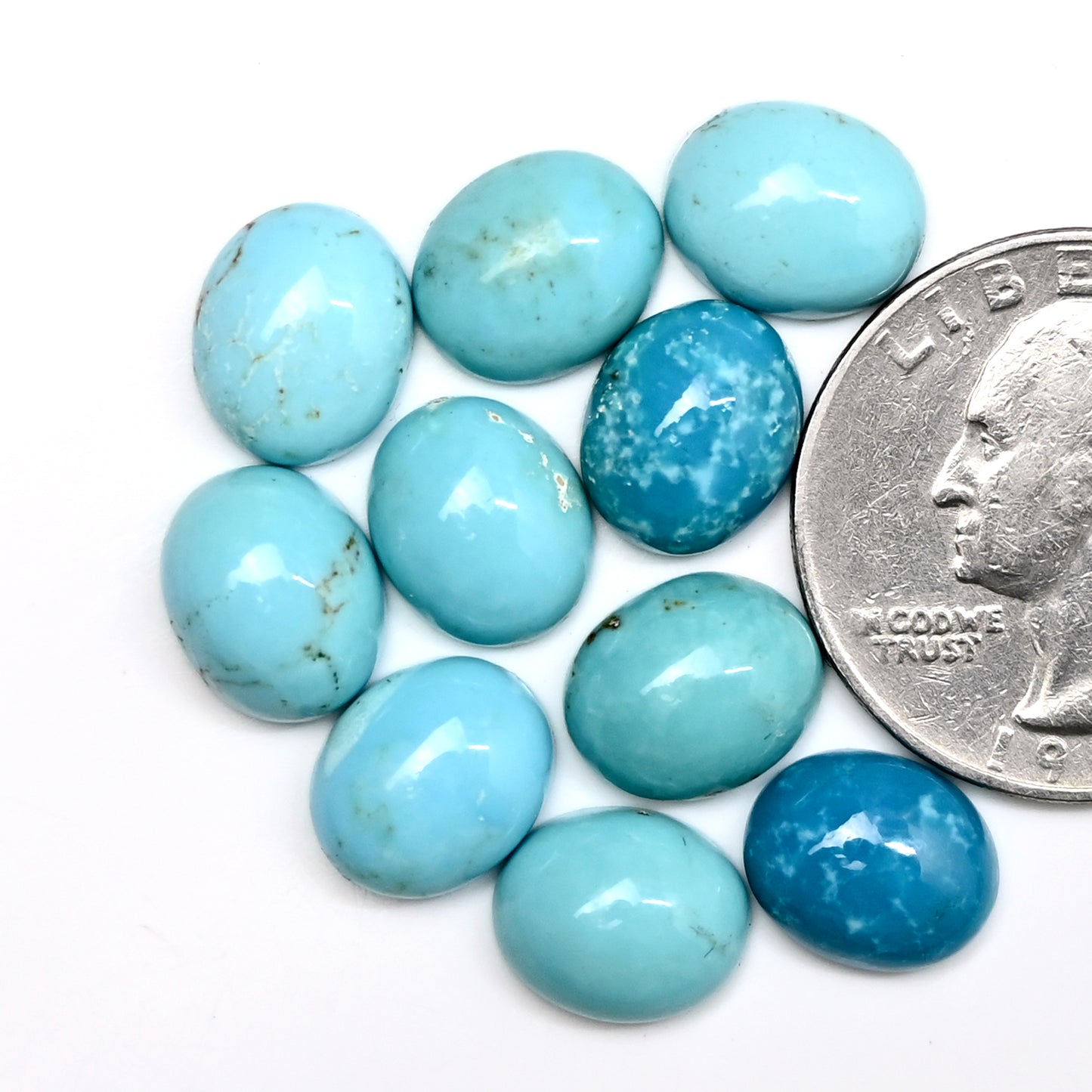 30cts Kingman Turquoise Smooth Cabochons Oval shape 9x11mm AA Grade Loose Gemstone - Total 10 pcs