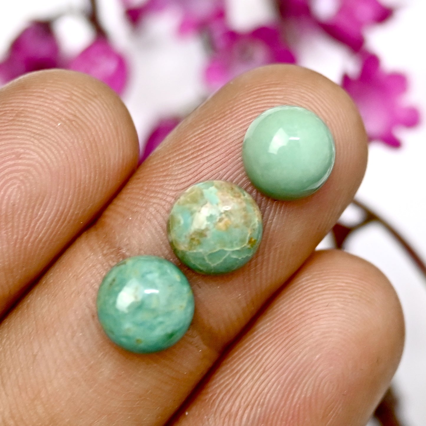 15.7cts Kingman Turquoise Smooth Cabochons Round shape 8mm AA Grade Loose Gemstone - Total 10 pcs