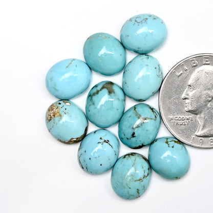 42.75cts Kingman Turquoise Smooth Cabochons Oval shape 10x12mm AA Grade Loose Gemstone - Total 10 pcs