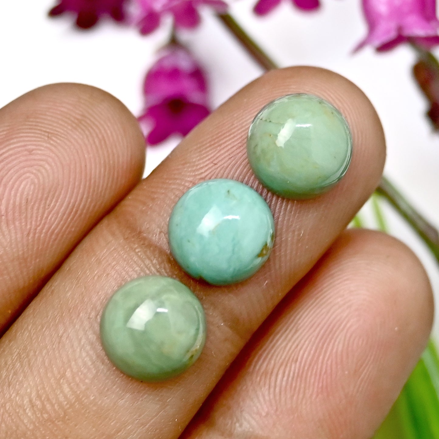 20.8cts Kingman Turquoise Smooth Cabochons Round shape 9mm AA Grade Loose Gemstone - Total 10 pcs