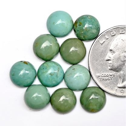 20.8cts Kingman Turquoise Smooth Cabochons Round shape 9mm AA Grade Loose Gemstone - Total 10 pcs